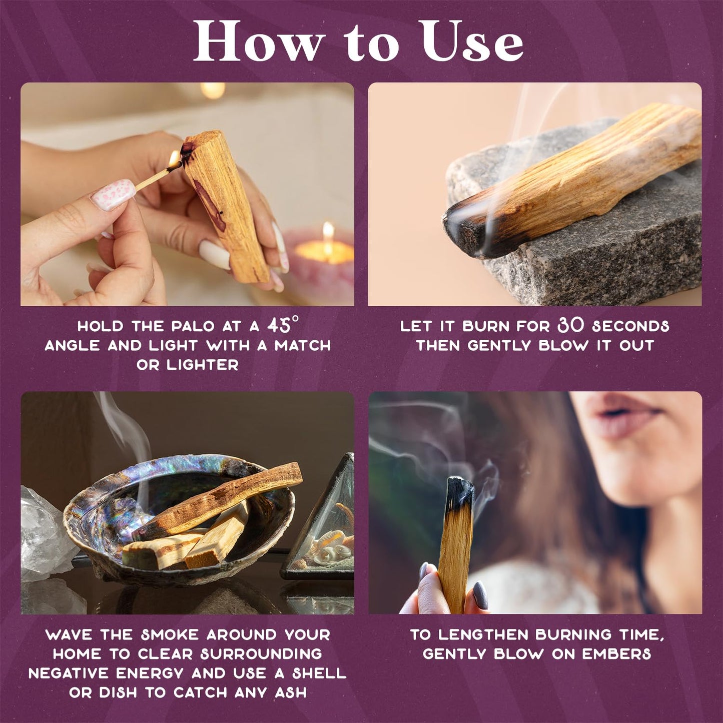 Purple Canyon Palo Santo Incense Sticks - 8 Pack | Sustainably Harvested Natural Incense for Smudging, Meditation, Cleansing, and Stress Relief