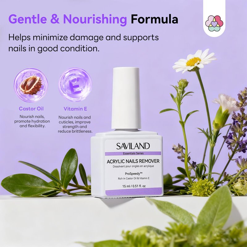 SAVILAND Powerful Acrylic Nail Remover Kit: 2 Pcs Acrylic Remover for Nails Cuticle Oil & Nail Care Tools Rapid Dissolution Gentle Acrylic Remove No Soaking No Wrapping for Acylic Nail Kit Home Salon