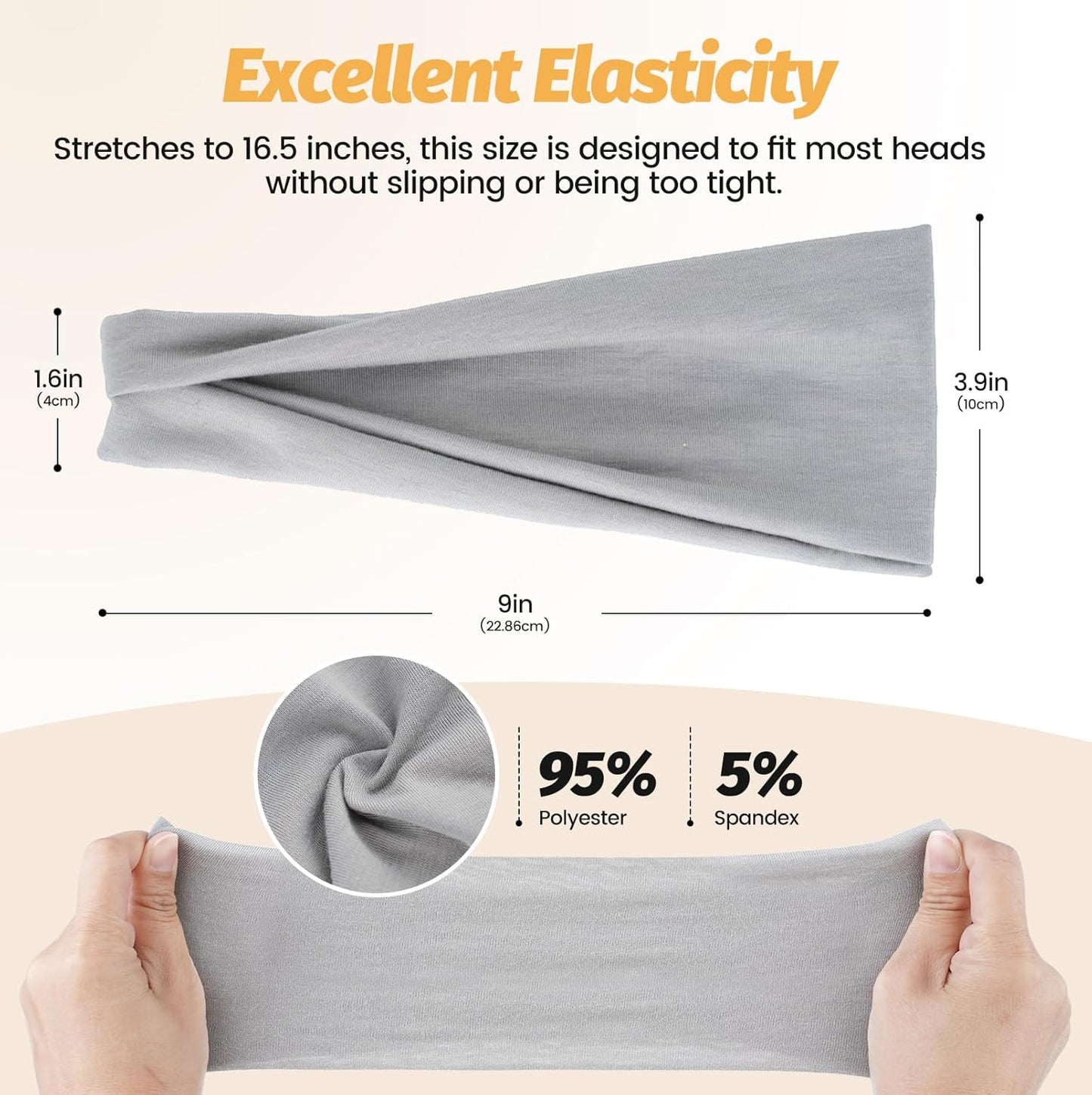 Wide Elastic Headbands for Women - 6 Pack Stretchy Non-Slip Hair Bands | Soft Sports Accessories for Workouts, Yoga, Daily Use