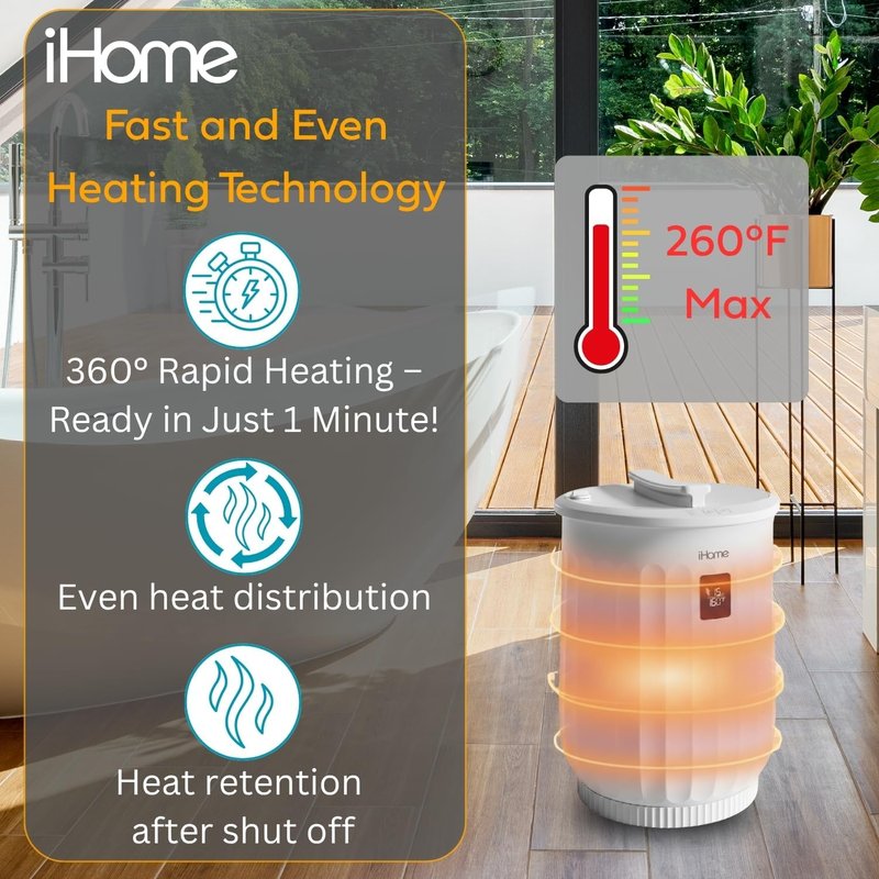 iHome Luxury 20L Towel Warmer - Large Hot Towel Heater with Fragrance Pad Holder | Ideal for Spa & Blankets