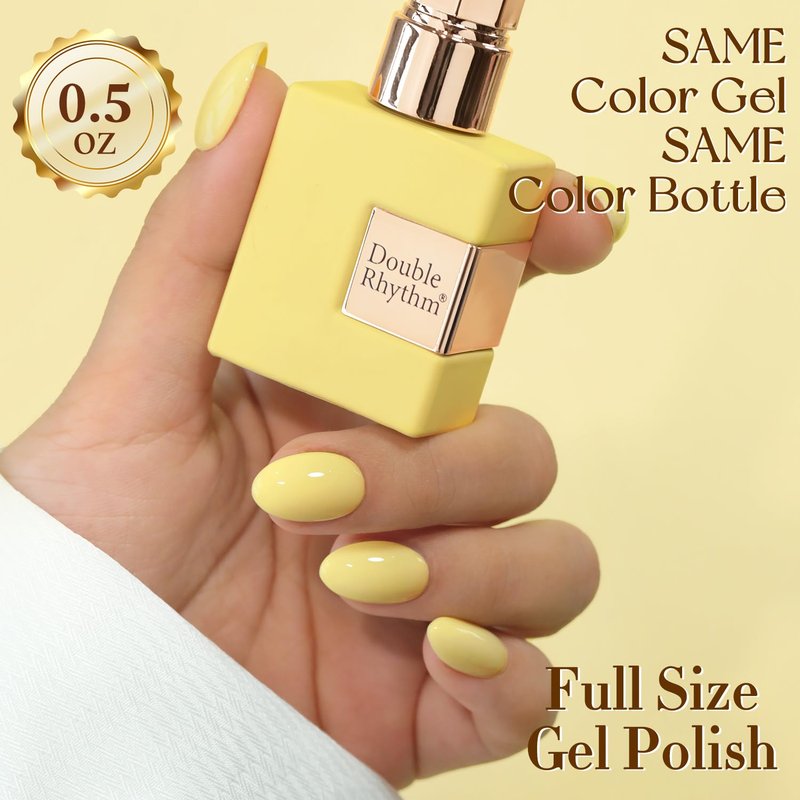 Gel Nail Polish - Double Rhythm 0.5 Oz Translucent Light Milky Pastel | Cream Yellow A1064 for DIY Manicure