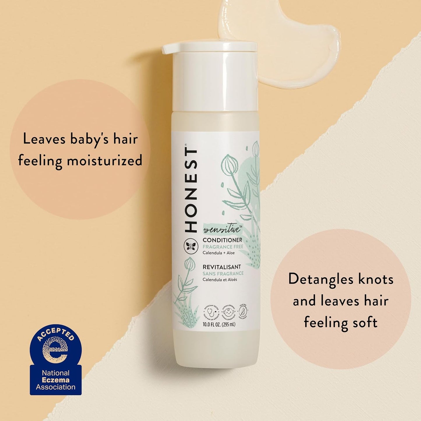 The Honest Company Silicone-Free Conditioner - Gentle & Hypoallergenic | Fragrance-Free, 10 fl oz