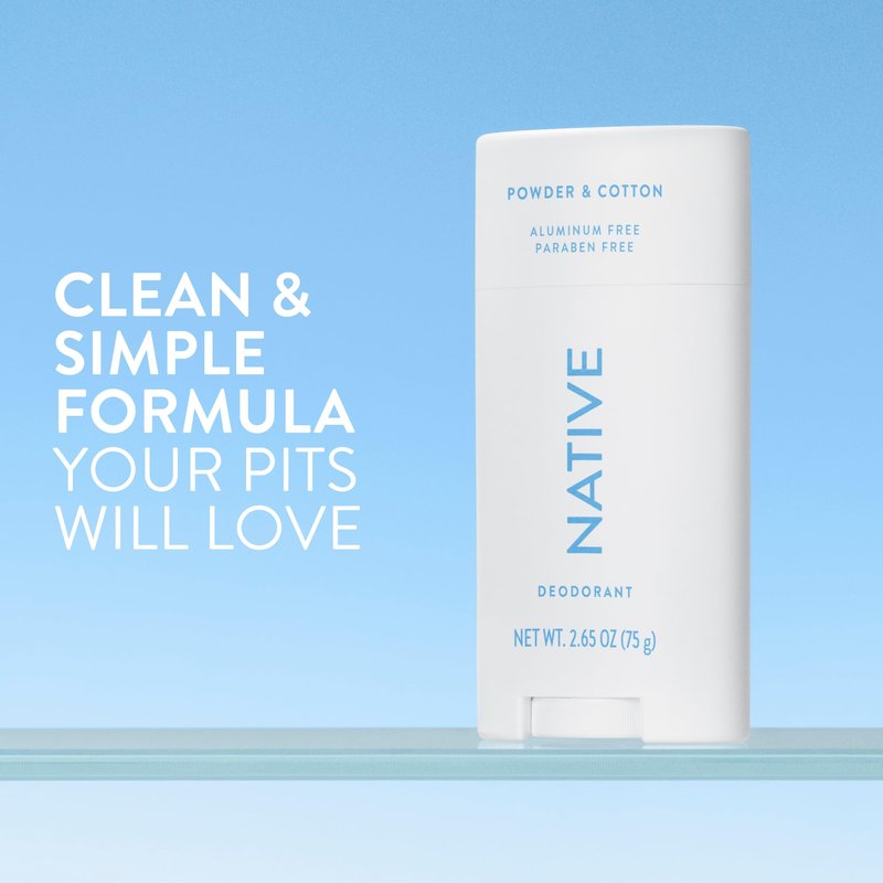 Native Deodorant Contains Naturally Derived Ingredients, 72 Hour Odor Control, Deodorant for Women and Men, Aluminum Free, Powder & Cotton 2.65oz