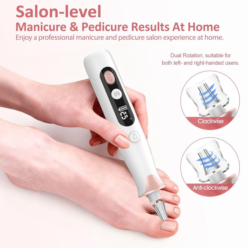 Electric Nail Drill File - Cordless Professional Manicure & Pedicure Set with Drill Bits | Ideal for Men & Women