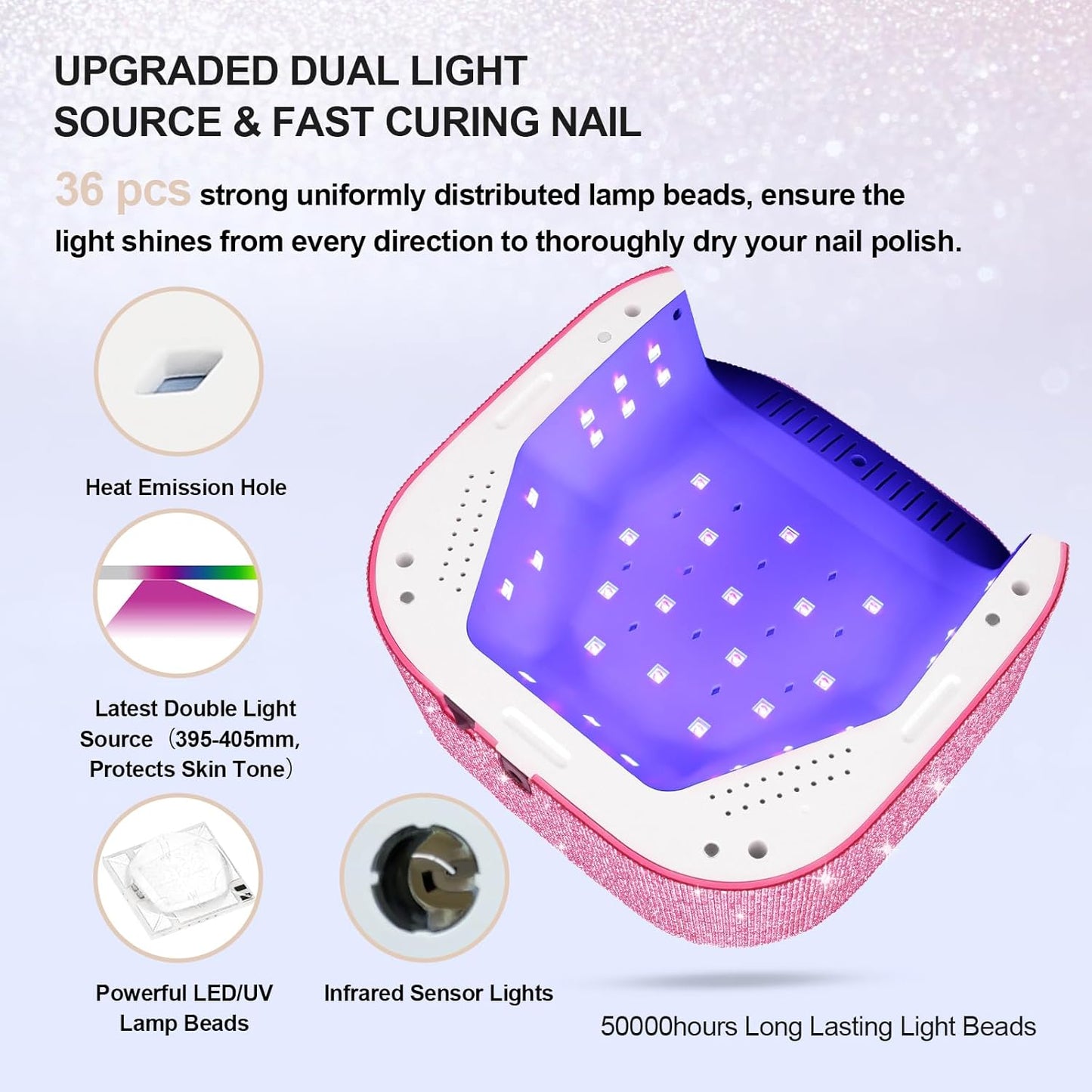 UV Nail Lamp - 54W Cordless Gel Nail Dryer with 4 Timers & LCD Display | Fast Curing Nail Art Tool