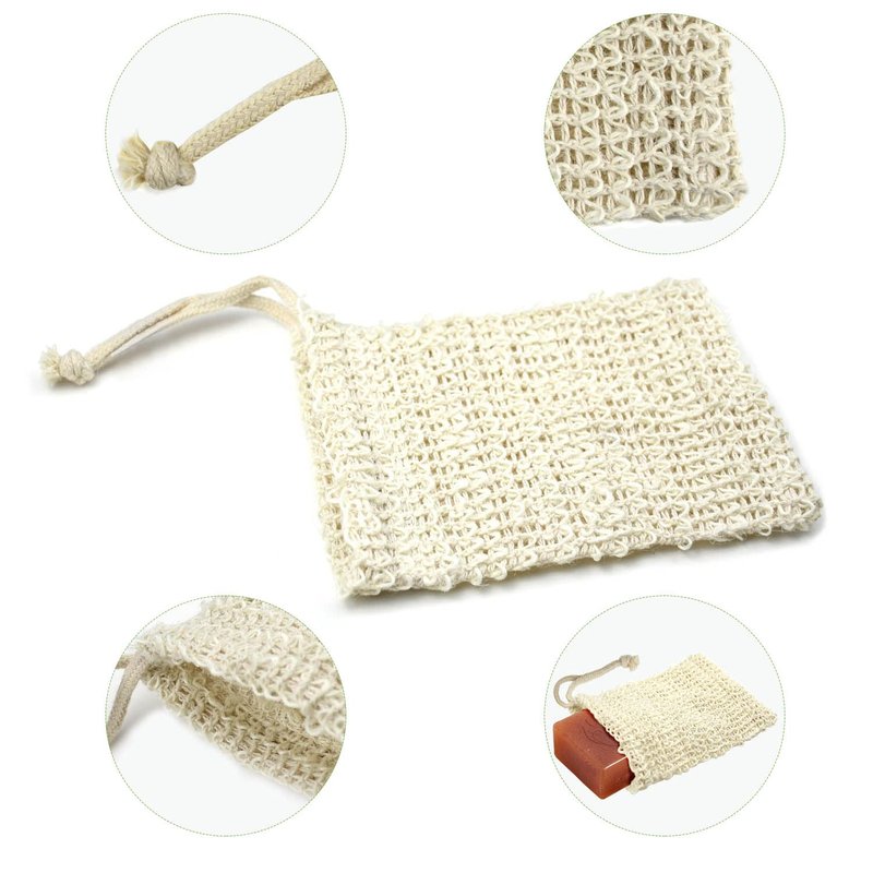 E-Know Soap Bag, 5 Pack Natural Sisal Soap Saver, Zero Waste Plastic-Free Soap Net, Foaming and Drying The Soap, Massage, Peeling
