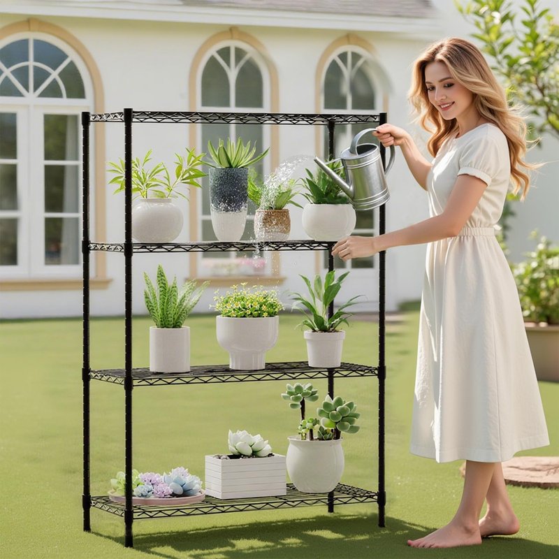 4-Tier Wire Storage Shelves - Heavy-Duty Metal Rack | Adjustable | 36x14x54 | Black | Holds Up to 1000 lbs | No-Tool Assembly
