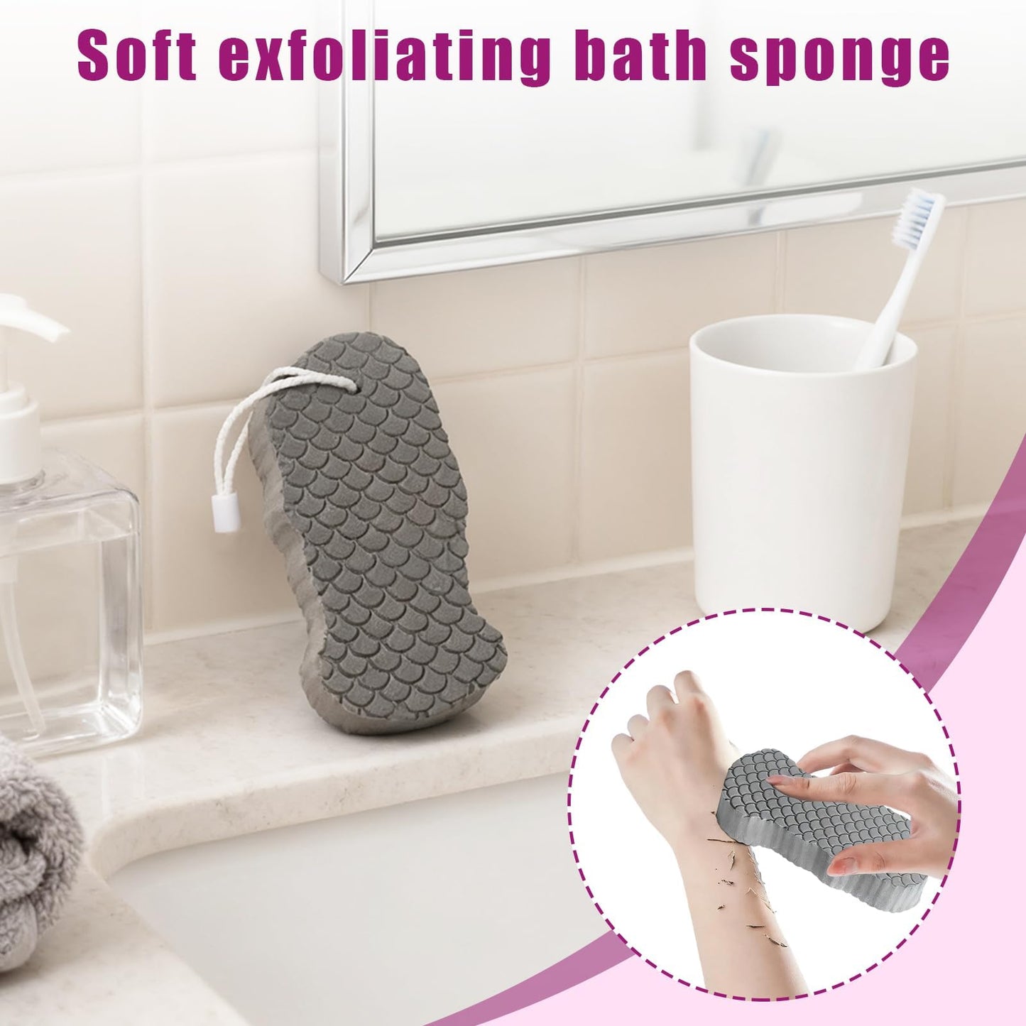 4 Pcs Shower Loofah Set & Exfoliating Mesh Loofahs, Body Scrubber Ball, and Bath Loofah for Men & WomenLarge Bath Sponge Pouf, Large Shower Loofah Set