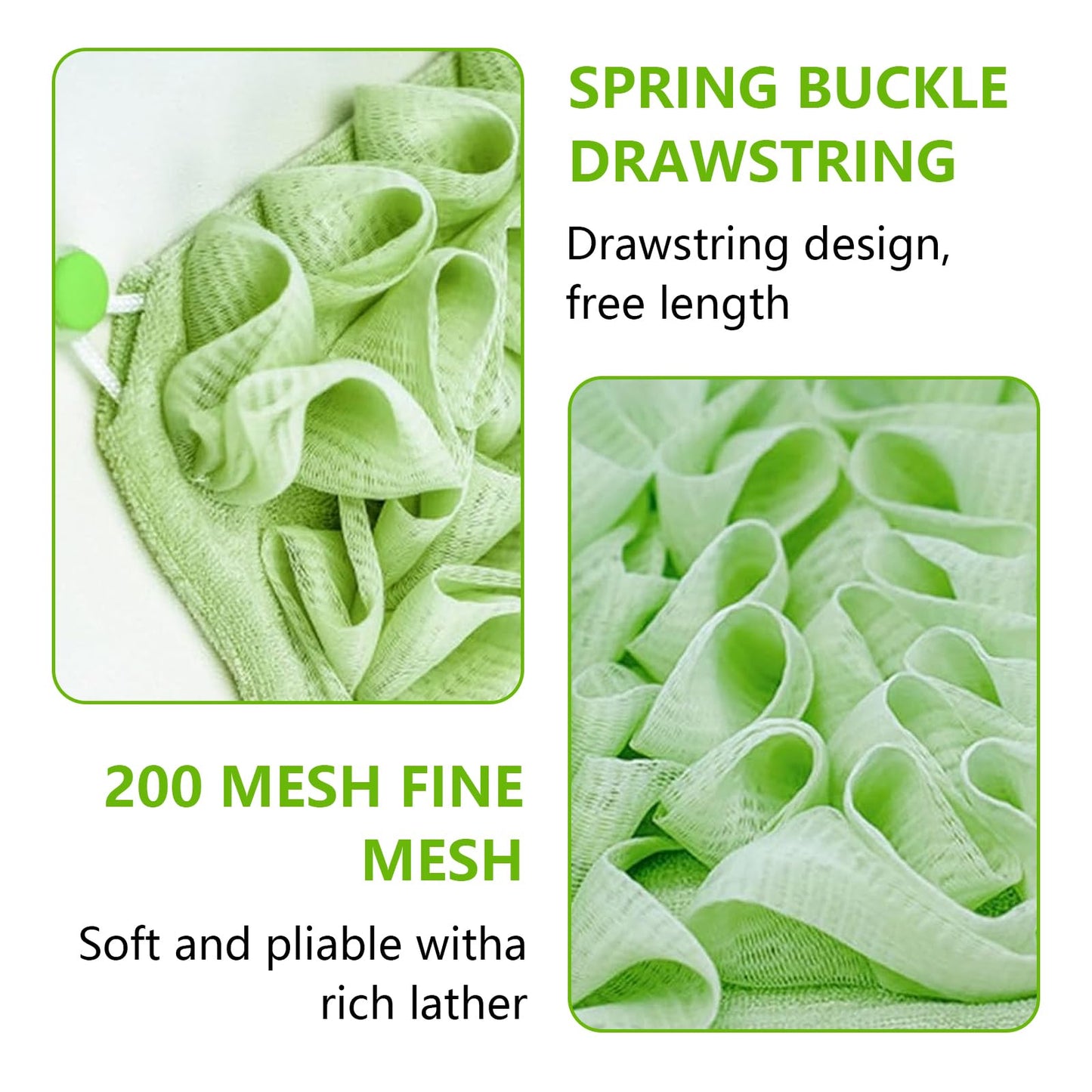 QIYUDA 2pcs Loofah Cloth for Bar Soap, Loofah Washcloth Pink and Green Shower Ball 2-in-1