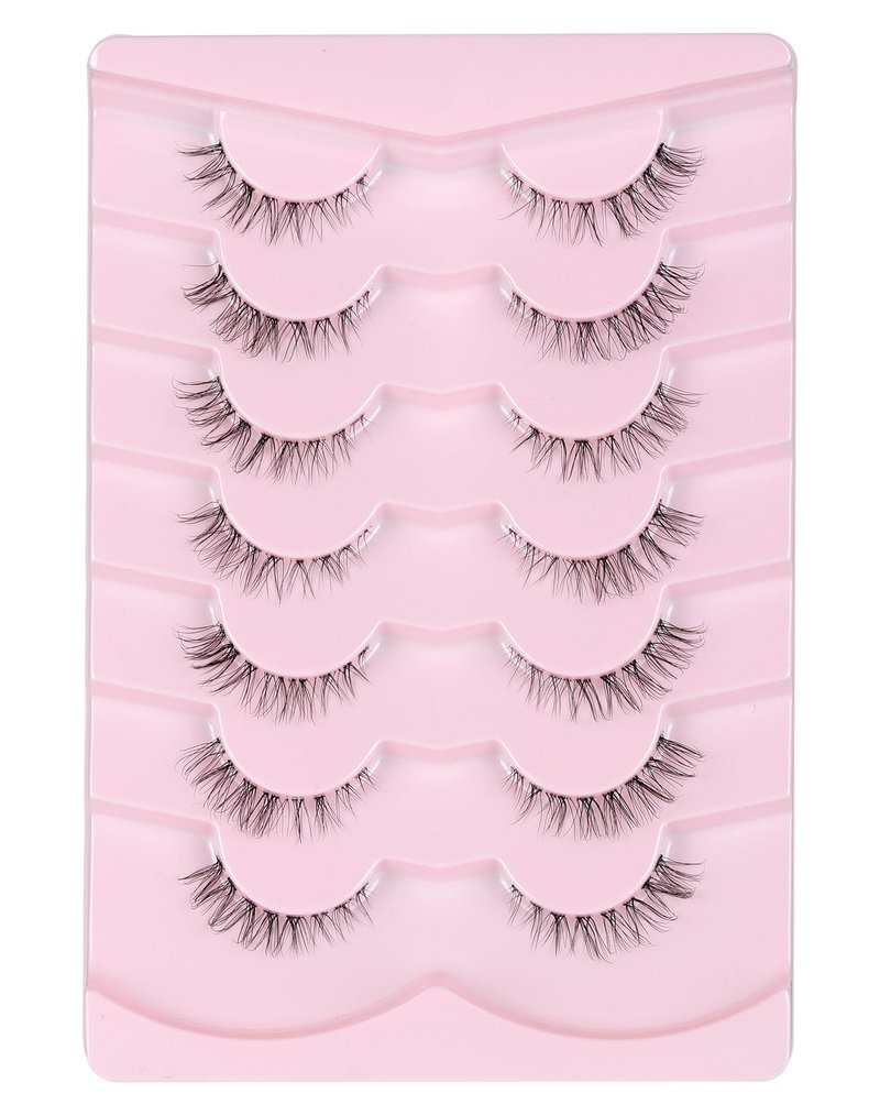 Onlyall Short Lashes Natural False Eyelashes 3/4 Small Lashes Fake Eyelashes Wispy Lashes Natural Lashes Clear Band Lashes 12mm Lashes H21