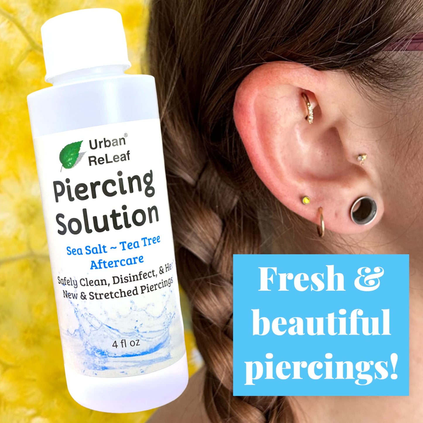 Urban ReLeaf Piercing Solution, Sea Salts & Tea Tree Aftercare, 4 oz