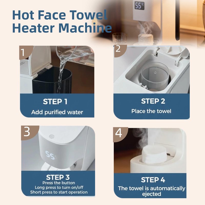 Hot Face Towel Dispenser,Hot Towel Dispenser 5-Second Rapid Heater Machine, Automatic Towel Warmer Hot Towel Dispenser 55°C Constant Temperature, for Spa Bathroom & Home Towel Warmers Bathroom(01)