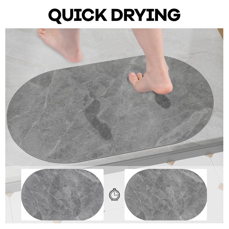 Hargiis Bath Mat Rug Soft and Absorbent Bathroom Mats and Rugs for Shower and Floor - Non-Slip, Machine Washable Bath Mat for in Front of Bathtub and Shower Room (27" ×17", Marble Deep Gray)