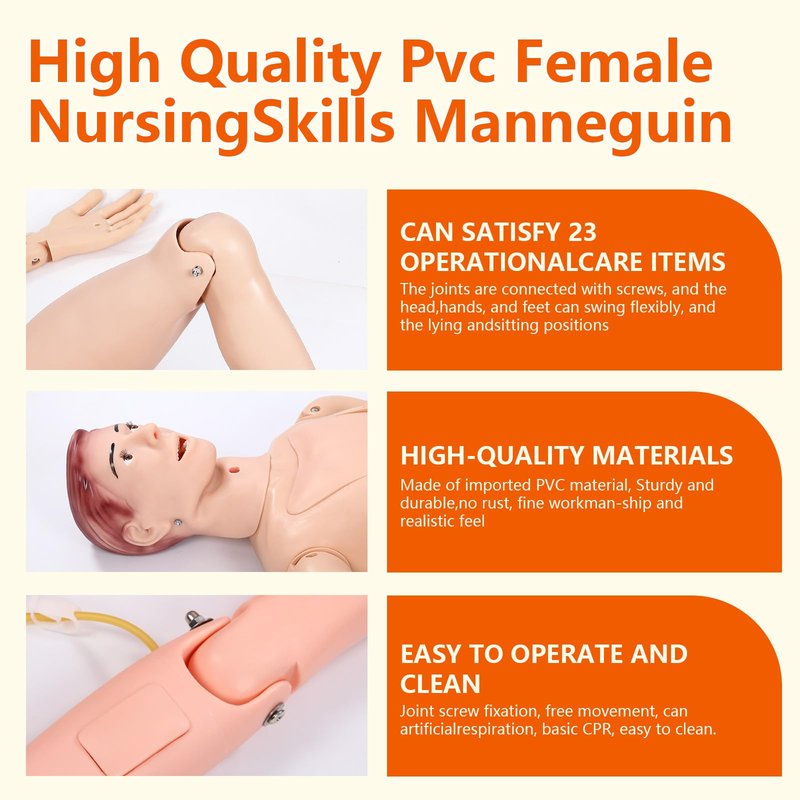 Medical Mannequin for Training – Nursing Manikin Full Body Trauma Patient Care Manikin Simulator with CPR, Catheterization & Wound Care Practice for Nursing Students & Medical Schools