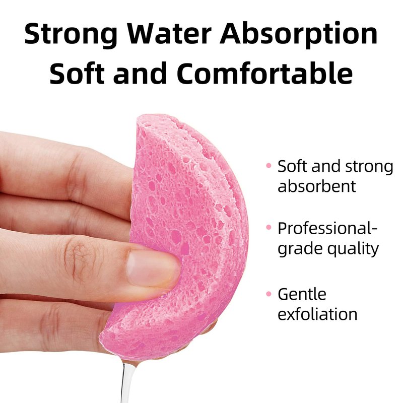 120-Count Compressed Facial Sponges|Kickleen 100% Natural Cellulose Cosmetic Spa Sponges for Daily Facial Cleansing|Makeup And Mask Removal|Exfoliating|Skin Massage|Pore Exfoliation (120 Count (Pink))