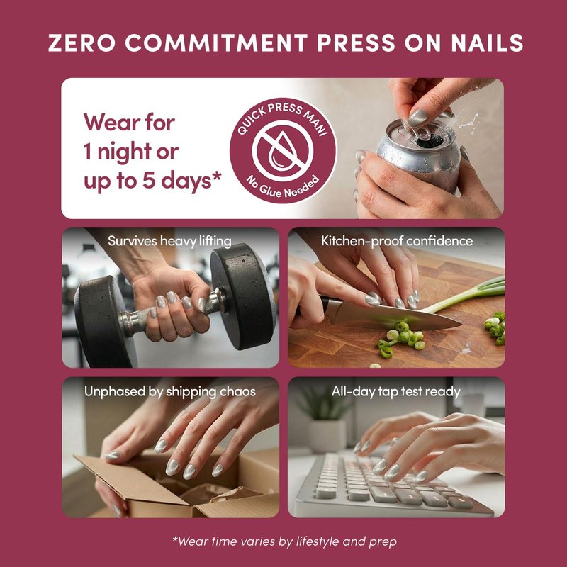 Glamnetic Quick Press Mani - Mess-Free Peel and Stick Oval Extra Short Nails | Sparkly Moss - 30 Nail Kit in 15 Sizes
