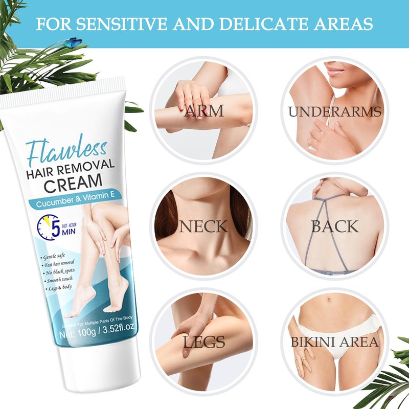 3PCS Hair Removal Cream for Women and Men,Painless Depilatory Cream for Face,Underarms,Leg,Bikini,Gentle Fast Hair Removal Lotion,Moisturizing Depilatory Set at Home, 3.5 Oz