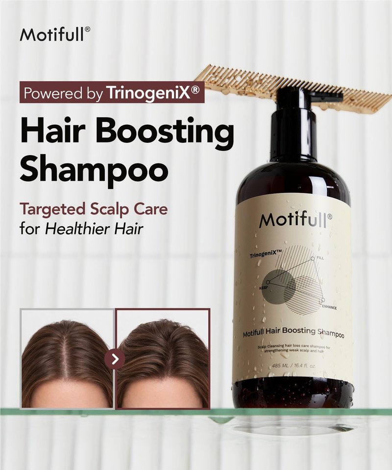 Motifull Hair Boosting Thickening Shampoo for Thinning Hair | Biotin & Caffeine Scalp Shampoo for Visibly Stronger Roots & Volume (16.4 fl oz)