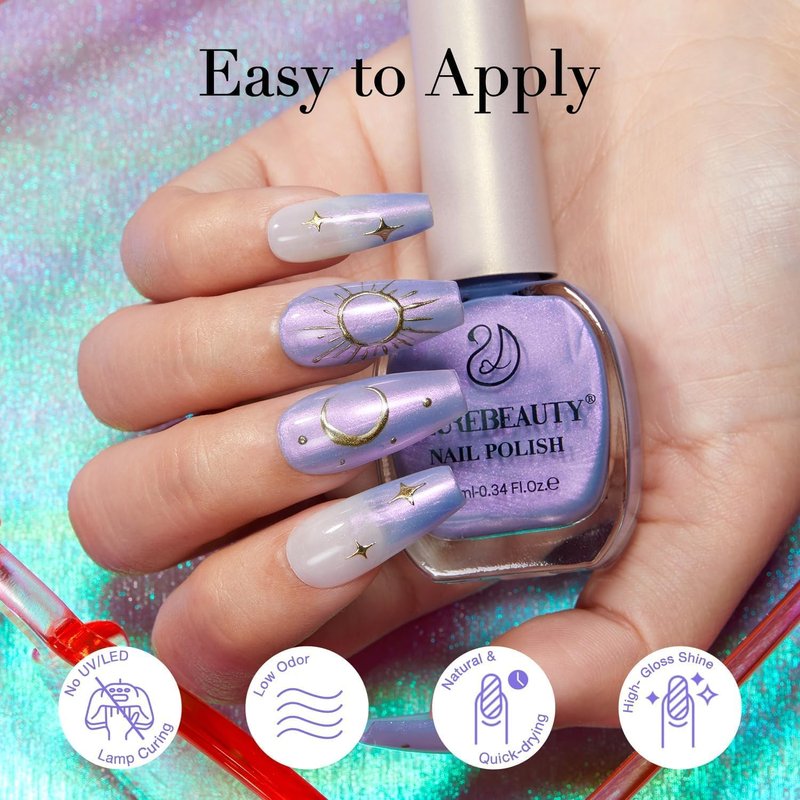 Galaxy Nail Enamel Polish - Quick Dry Blue Purple Violet Color for DIY Manicure & Pedicure