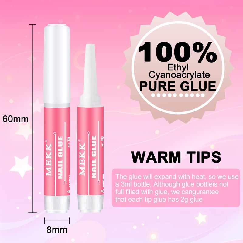 MEKK Nail Glue,Super Strong & Long-Lasting Nail Glue for Acrylic Nails,Press Ons&Broken Nails,Professional Adhesive for Nail Art Supplies,0.07OZ/PCS (12PCS)