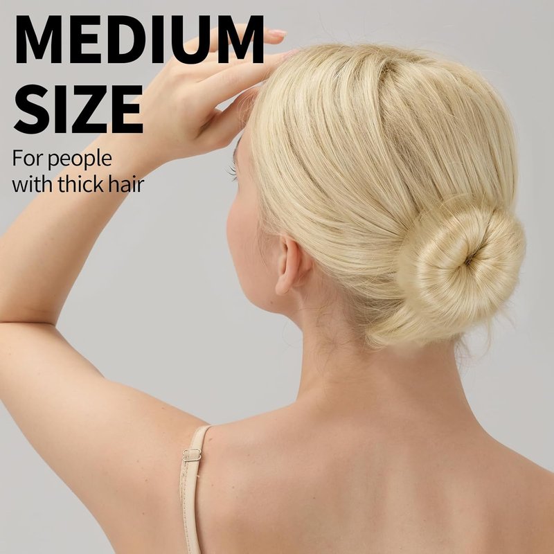 Donut Hair Bun Maker Set - Large, Medium & Small Hair Donuts with 5 Elastic Bands | Beige Hair Accessories for Girls