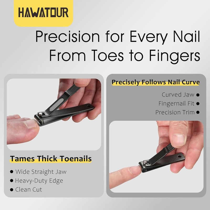Premium Nail Clippers Set - 420J2 Stainless Steel Fingernail & Toenail Clippers with Ergonomic Grip | Gray Tin Case