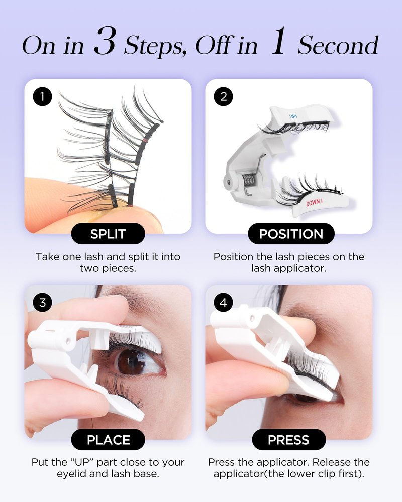 BEYELIAN Magnetic Eyelashes with Applicator Kit, Upgrade Soft Magnetic Lashes Reusable False Eyelashes Natural Look, No Glue Needed Eyelashes for Eye (Lightweight & Comfortable)