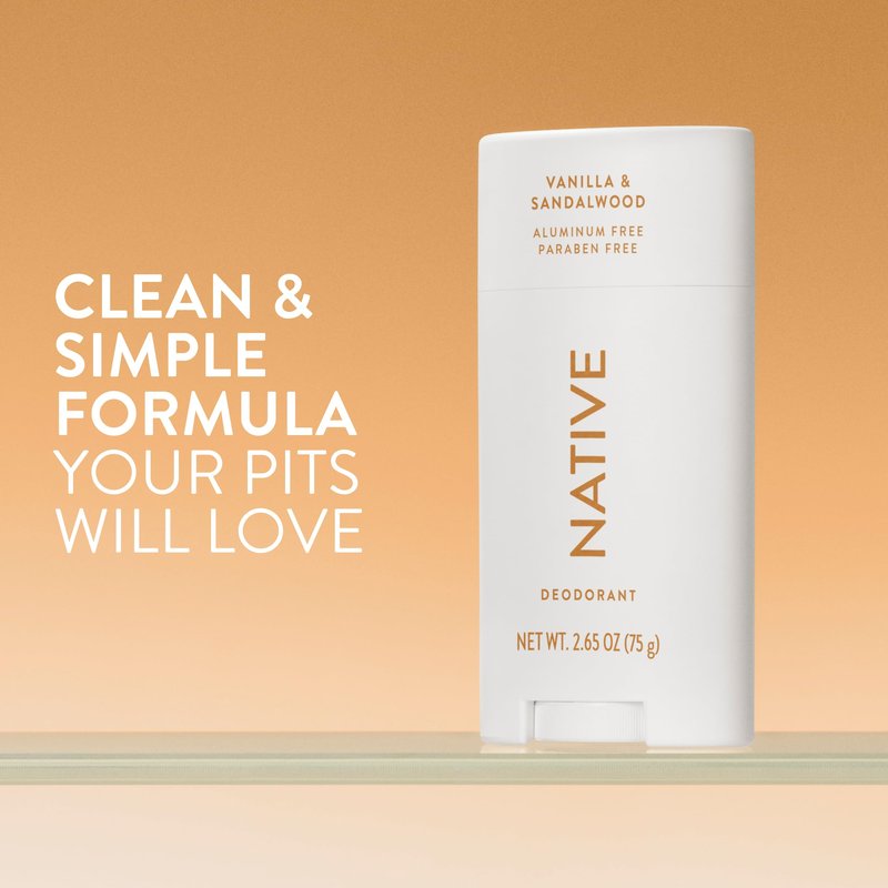 Native Deodorant Contains Naturally Derived Ingredients, 72 Hour Odor Control, Deodorant for Women and Men, Aluminum Free, Vanilla & Sandalwood 2.65oz