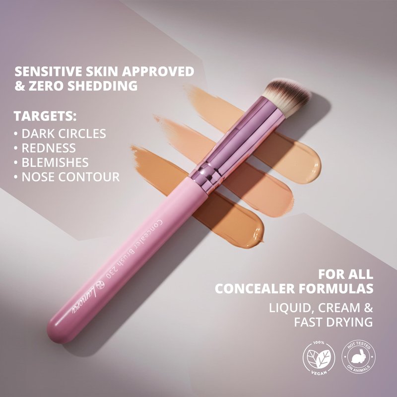 Lamora Concealer Makeup Brush Under Eye - Mini Angled Flat Top Kabuki Nose Contour Brush - Ideal for Concealing Blending Setting Buffing with Powder Liquid Cream Cosmetic - Pro Small Foundation Brush
