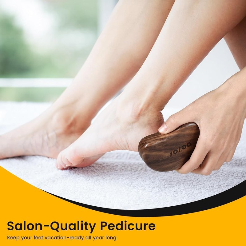 Glass Foot File - Nano-Glass Pumice Stone Scrubber for Silky Smooth Feet | Portable Walnut Wood Handle Pedicure Tool