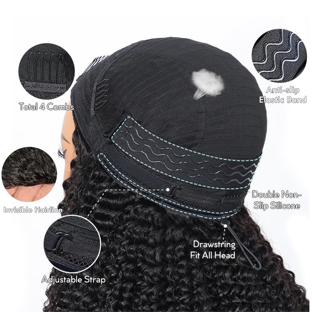 Virginess Kinky Curly Half Wig - 12 Inch Human Hair, Glueless & Beginner Friendly | Seamless Drawstring Design for Black Women