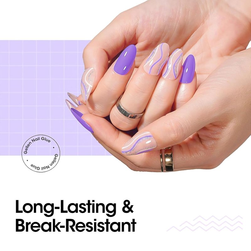 Gellen 18ML Nail Glue Gel - 4 in 1 Soak Off LED UV Adhesive for False & Acrylic Nails | Long-Lasting 28+ Days