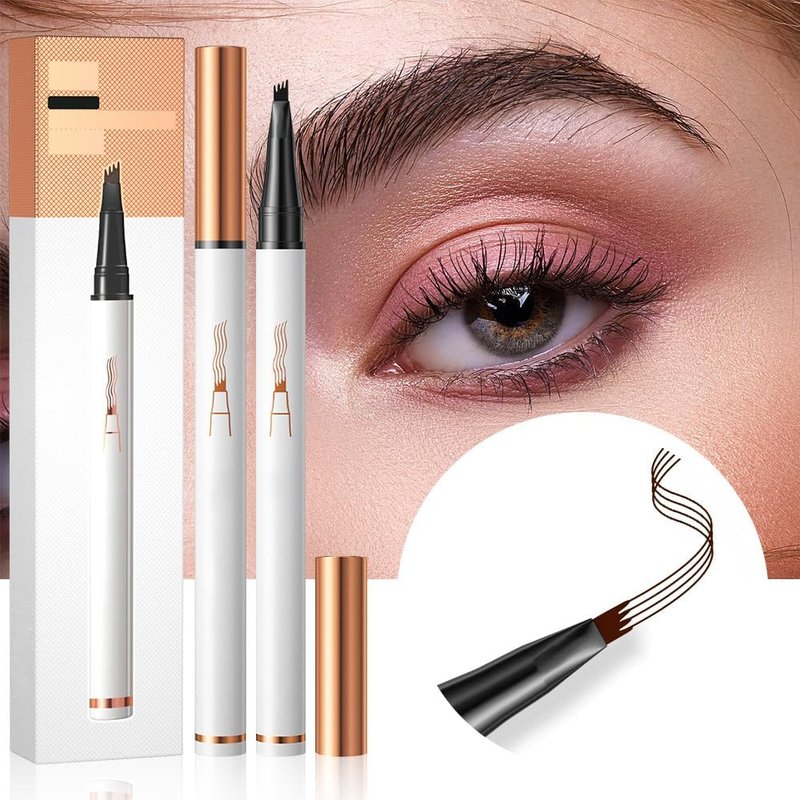 Eyebrow Pencil 4 Fork Tip 3D Microblading,2024 New Magic Eyebrow Pencil 4-Tip Eyebrow Pencil Natural Makeup Fine Stroke,Microblading Eyebrow Pen Eye Brown Makeup Stay on All Day (Dark Brown)