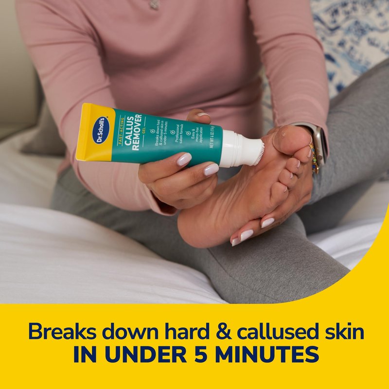 Dr. Scholl's Fast Acting Callus Remover Gel Kit, Hard Skin Removal, Smooth Soft Feet in Minutes, Salon Professional Formula, Mess Free Application, Exfoliating Foot File Pedicure Tool Included
