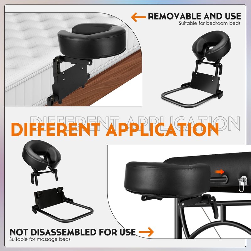 Nzxwrhb Home Use Sleeping Mattress Top Massage Kit-Adjustable Headrest for Bed Face Down Pillow Cradle After Eye Surgery-Turn Your Bed into a Massage Table (Black)