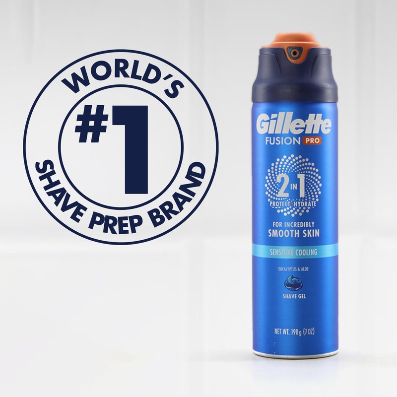 Gillette PRO Shaving Gel For Men Cools To Soothe Skin And Hydrates Facial Hair, TWIN PACK - Total 14oz, ProGlide Sensitive 2 in 1 Shave Gel