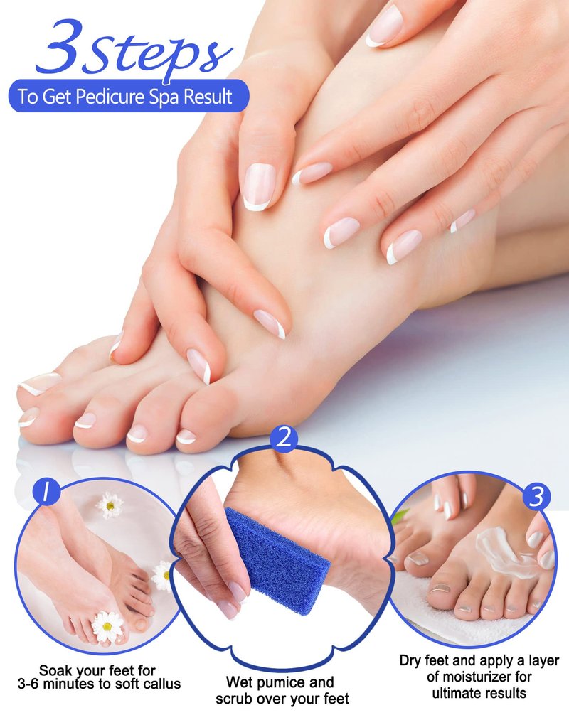 Maryton Disposable Foot Scrubber Pumice Pads, Pedicure Pumice Stone Dead Skin Callus Remover for Feet, 40Pcs (Dark Blue Coarse)