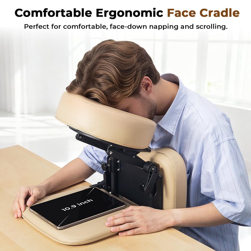 Luxurious 3 in 1 Multipurpose Massage Face Cradle & Cushion for Home Mattress, SPA Table & Desktop, Foldable Adjustable Massage Table Head Rest Face Down Pillow for Bed at Home, Office Siesta Artifact