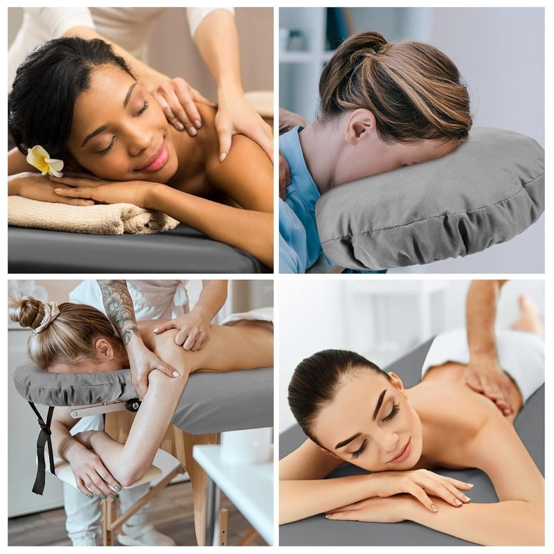 Preboun Microfiber Massage Table Sheet Set - 3-Piece Spa Bed Sheets in Grey | Includes Flat, Fitted & Face Rest Cover