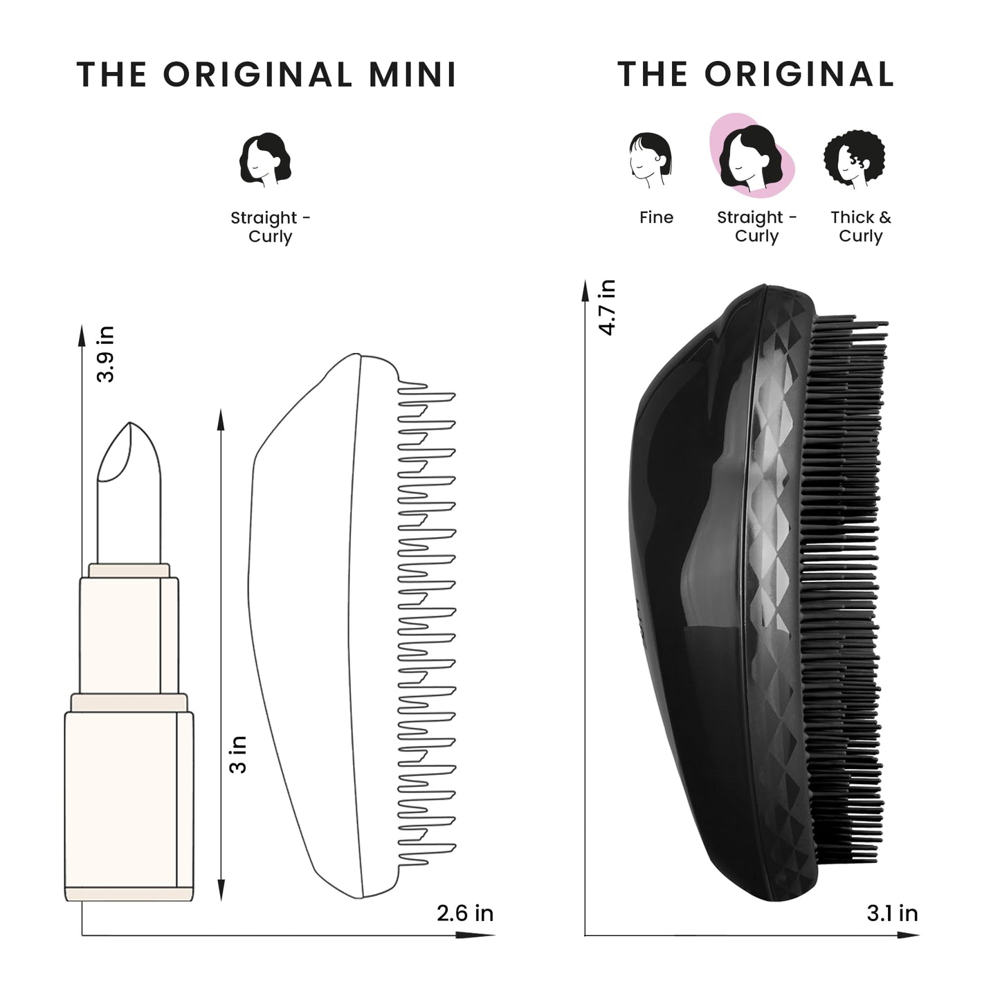 Tangle Teezer Original Detangler Brush, Dry & Wet Hairbrush for All Hair Types, Panther Black