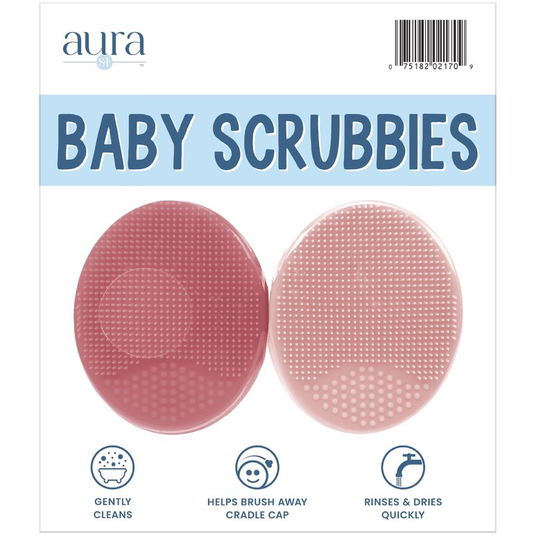 S&T INC. Exfoliating and Massaging Cradle Cap Bath Brushes for Baby, Silicone - 2 Inch x 2.5 Inch, Pink, 2 Pack