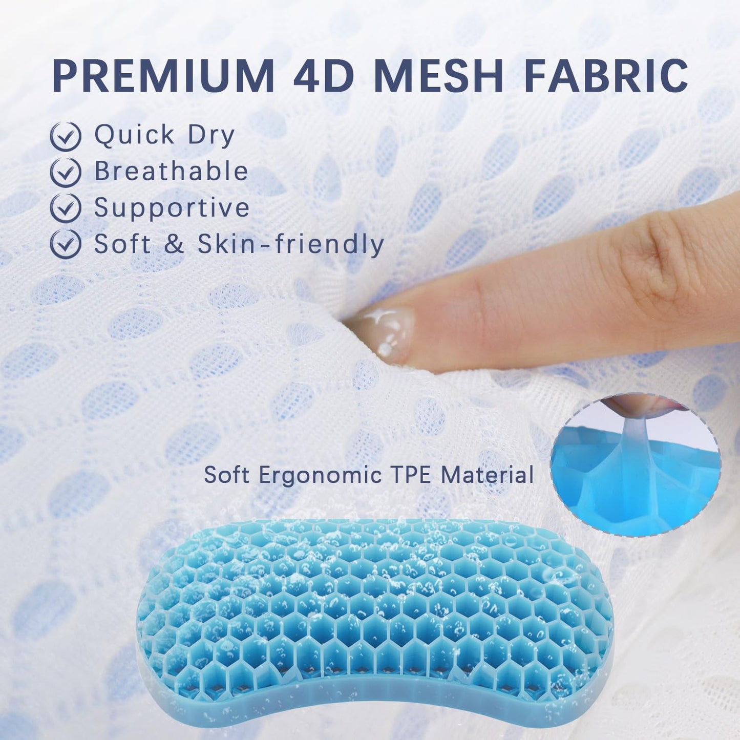 Roslim Bathtub Bath Pillows for Tub - Pillow Headrest with Ergonomic TPE, Neck & Back Support, Upgraded Strong Suction Cups Hook Accessories, Spa Gifts, Off-white, ZCTPEPillow-M