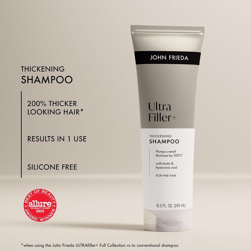 John Frieda Thickening Shampoo - Volumizing Formula with Biotin & Hyaluronic Acid | 8.3 fl oz for Fine Hair
