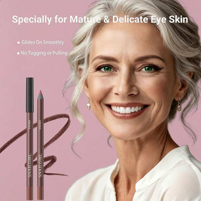 Black Gel Eyeliner Pencil for Mature Eyes - Smooth Glide, Waterproof & Long-Lasting | Soft Natural Look