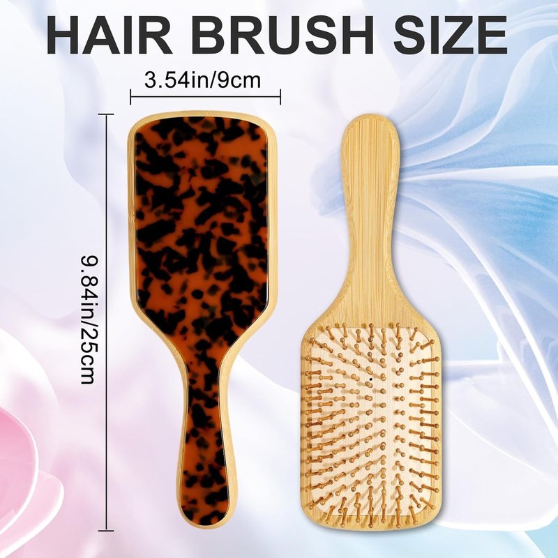 Skiennix Bamboo Hair Brush - Natural Wooden Paddle with Bristles for Hair Growth | All Hair Types