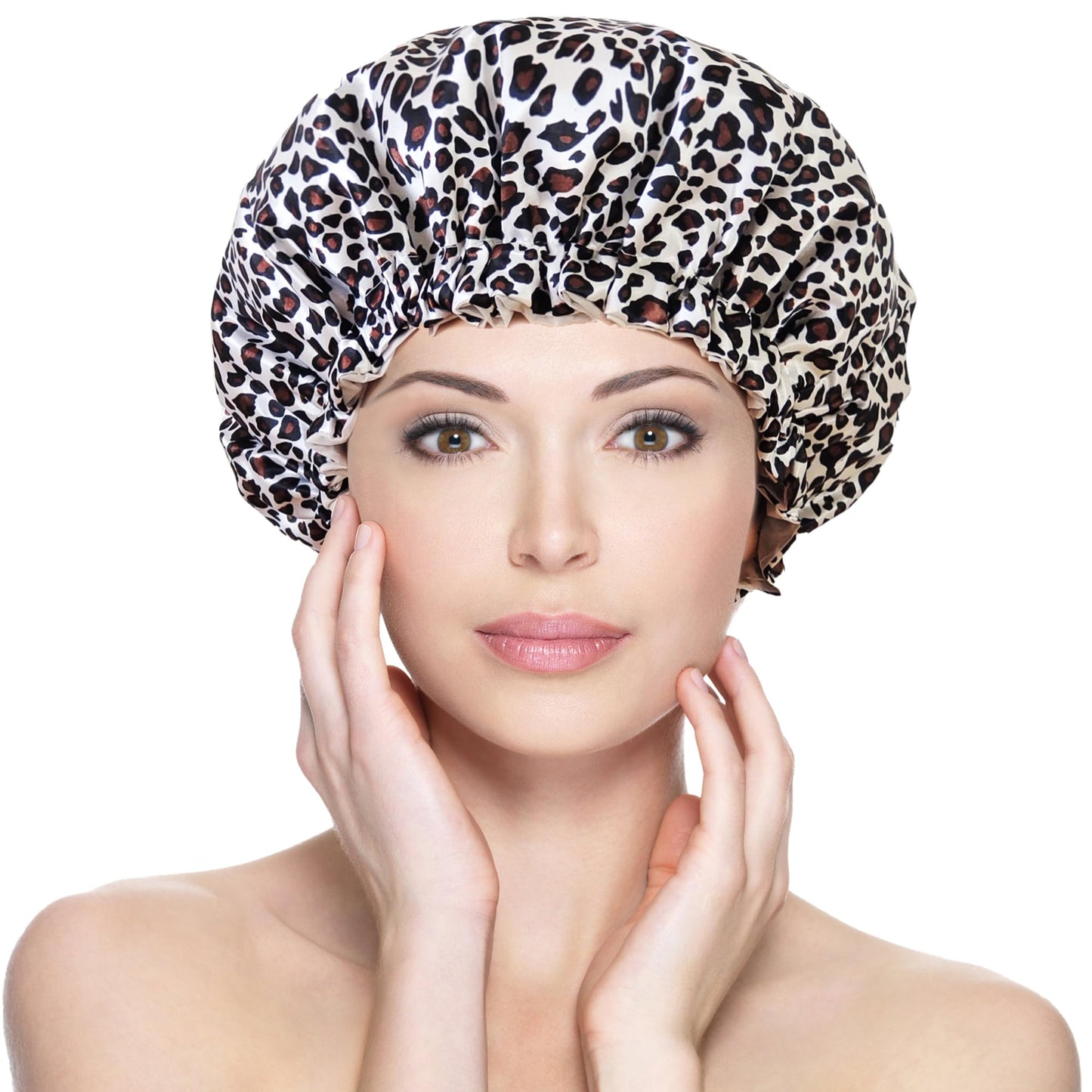 vidsel Shower Cap for Women Reusable Shower Caps Waterproof, Large Double Layer Bath Hair Cap for All Hairstyles