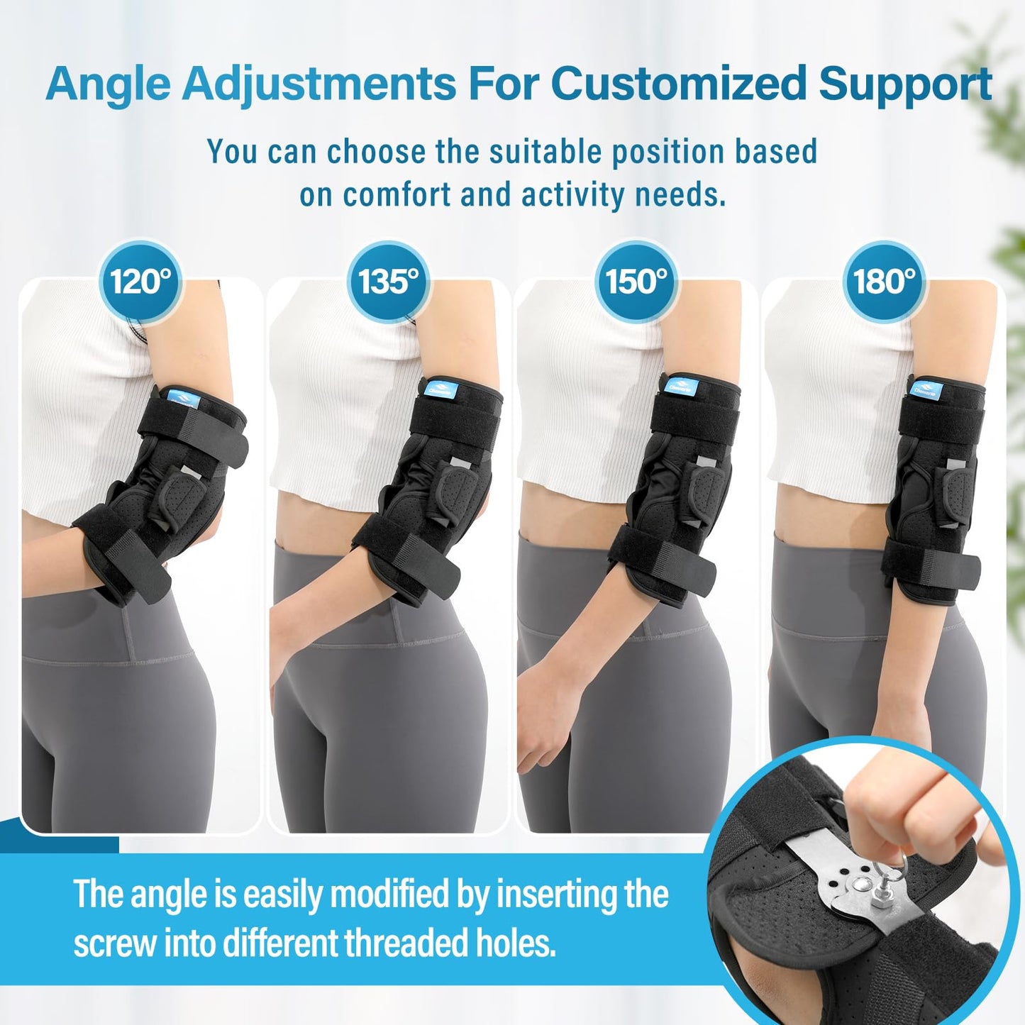 Chonario Cubital Tunnel Elbow Brace – Ulnar Nerve Splint, Adjustable Elbow Immobilizer Elbow Splint for Sleeping & Day Use, Fits Left & Right Arms (L)