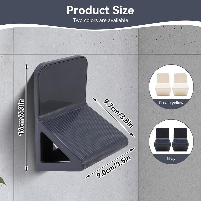 Agatige 2PCS Shower Wall Foot Rest, No Drill Triangular Suction Step for Shower Pedicure Stand Bathroom Pedal for Shaving Legs, Pregnant Woman Shower(Gray)