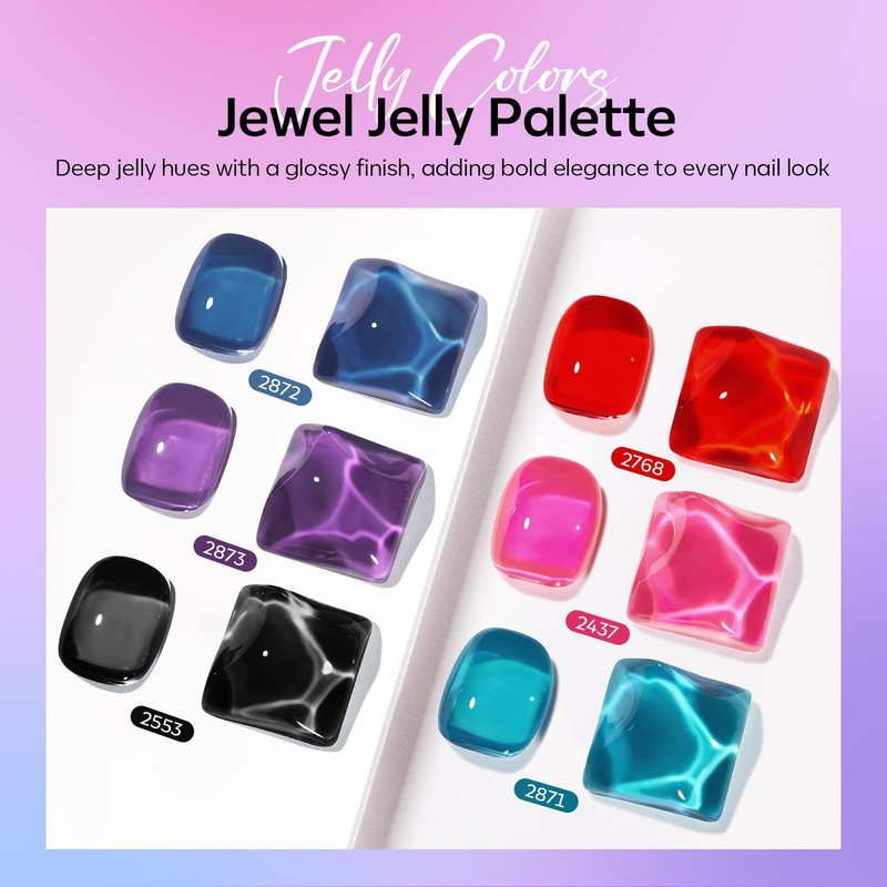 modelones Jelly Gel Nail Polish, 6 Colors Pink Red Green Blue Purple Black Sheer Translucent Effect Gel Polish Set for DIY French Nails Polka Dot Nails Soak Off Nail Art Kit Manicure Salon