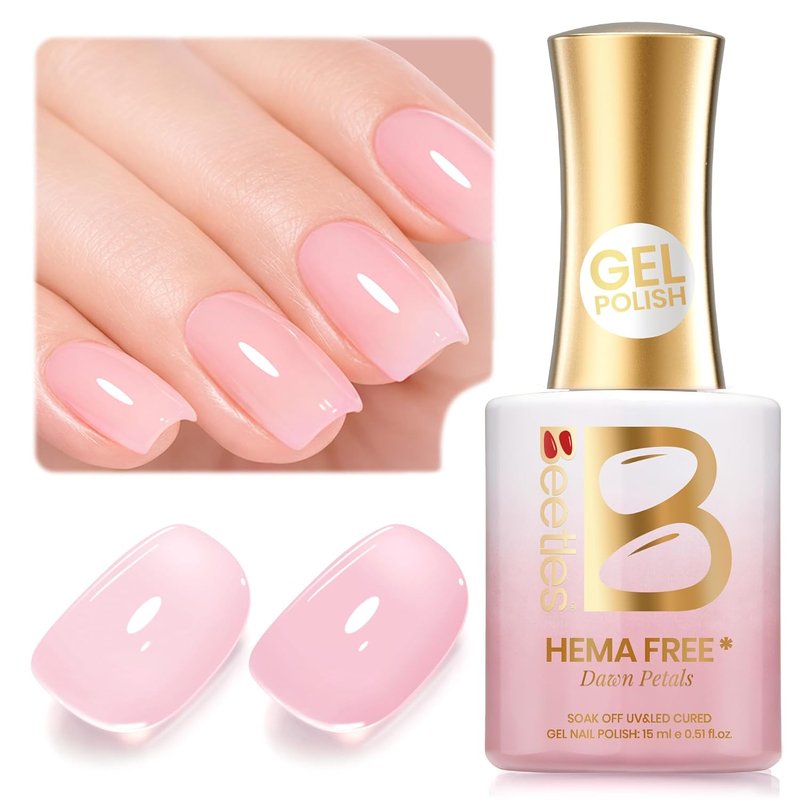 Beetles Dawn Petals Nude Pink Gel Polish - 15ML Soak Off Neutral Jelly Nail Polish for DIY Manicure | Sheer Translucent Base Color
